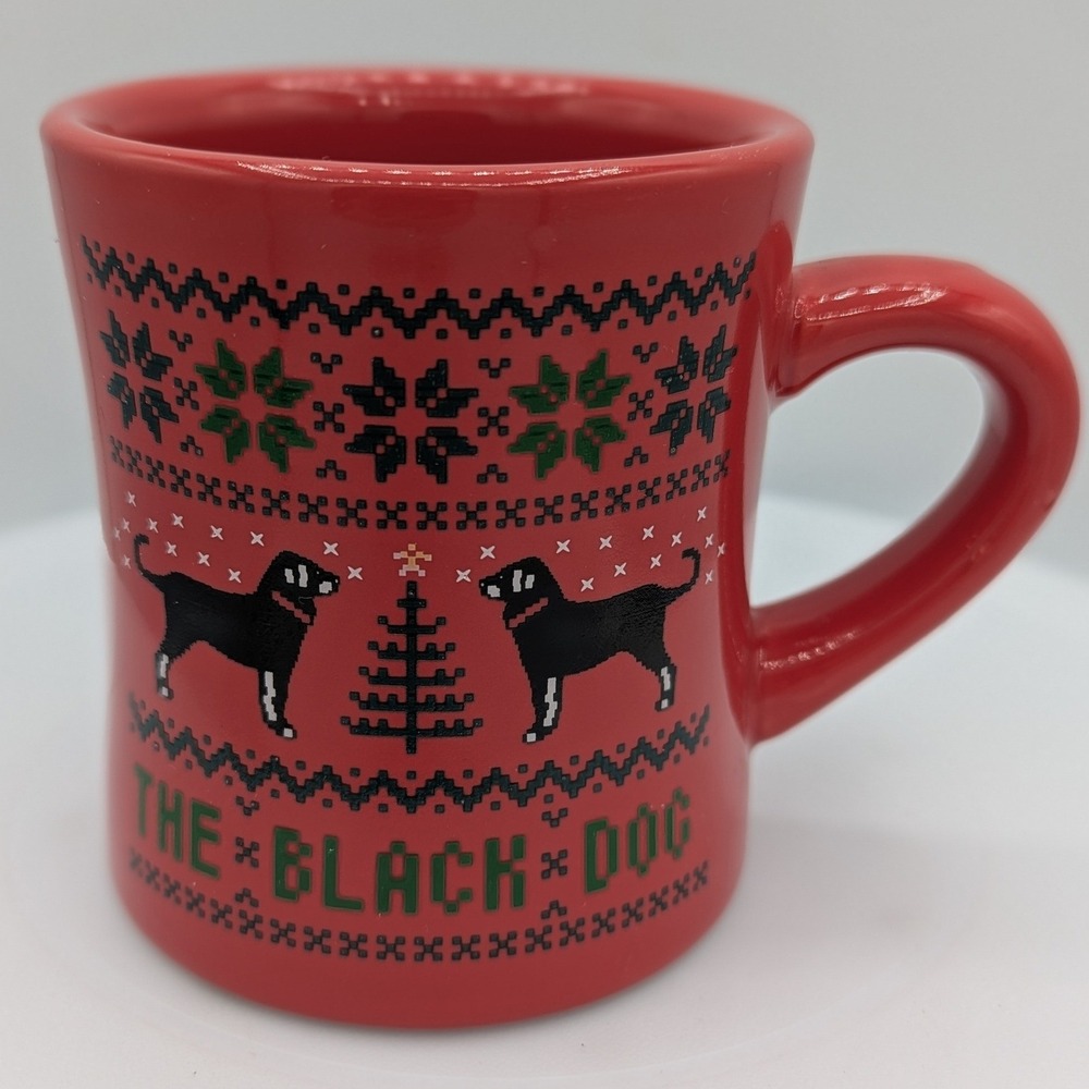The Black Dog Red Holiday Ugly Sweater Fair Isle Lab Coffee Mug Christmas